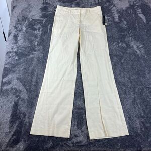 Theory Emery Linen Off-White Wide Leg Pants Pockets Women's 2 Chino NWT